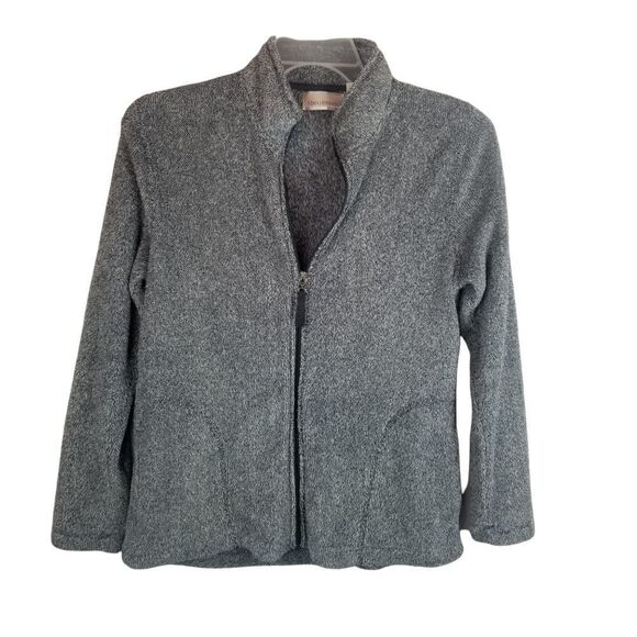 STAN HERMAN ZIP UP FLEECE JACKET. SIZE M. Grayish black. Full front zipper. - Picture 1 of 15